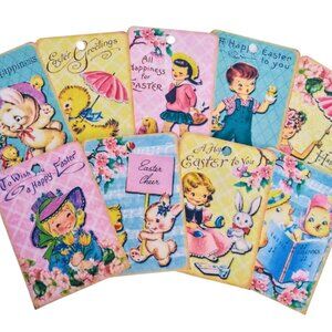 18 Pack Vintage Retro Inspired Large Pastel Easter Gift Basket Tags